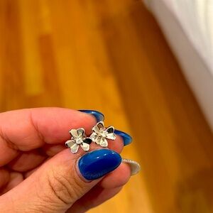 Elegant Silver Flower Stud Earrings